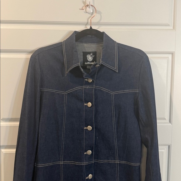 Dollhouse Denim Dress  Midi Jacket Blue Jean Vintage 1990s Y2K Clubwear Medium - Picture 4 of 5